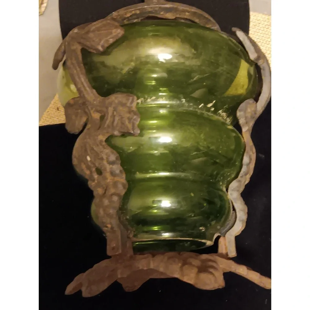 Murano Glass & Cast Iron & Green Glass Rare vintage item